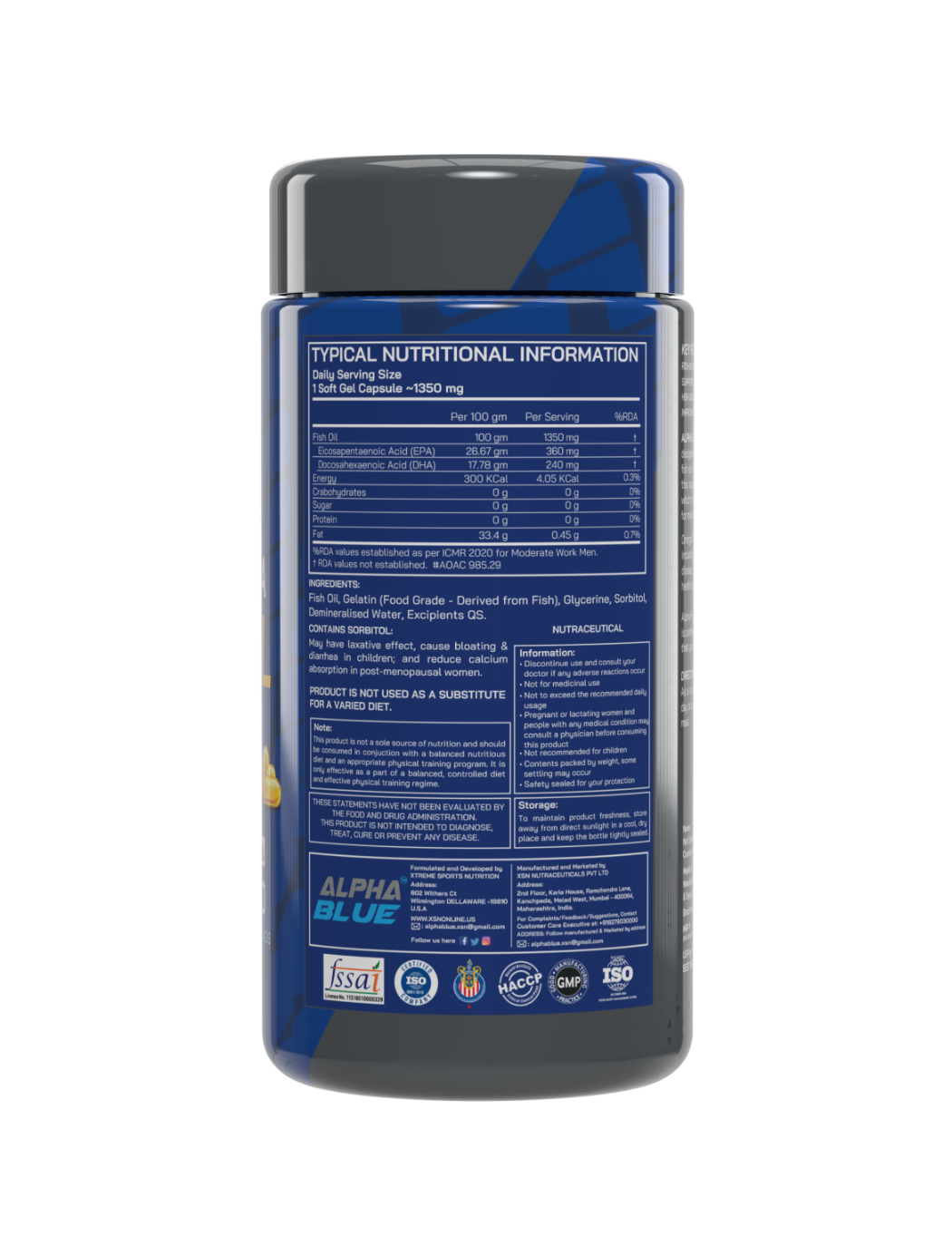 Alpha Blue Fish Oil Capsules Alpha Blue