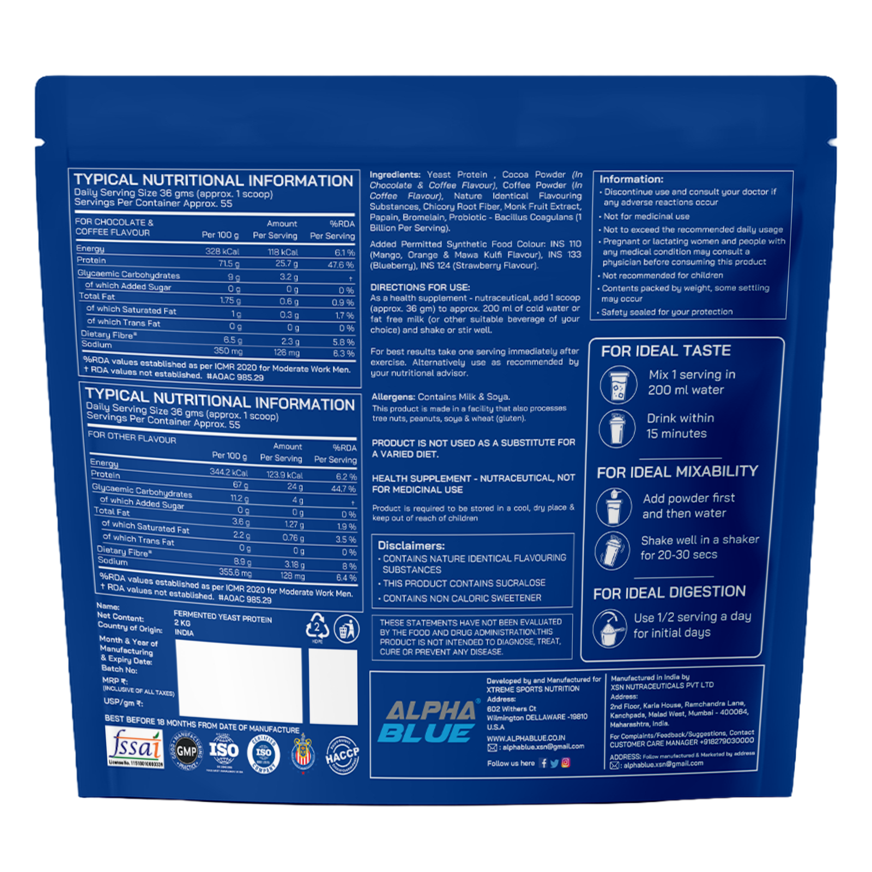 Fermented Yeast Whey Protein Alpha Blue